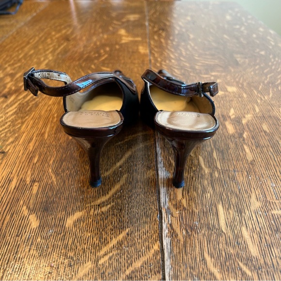 Vintage Designer Black and Brown Low Heeled Slingbacks - Picture 4 of 6